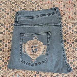 Etro Gray Jeans with Intricate Embroidery